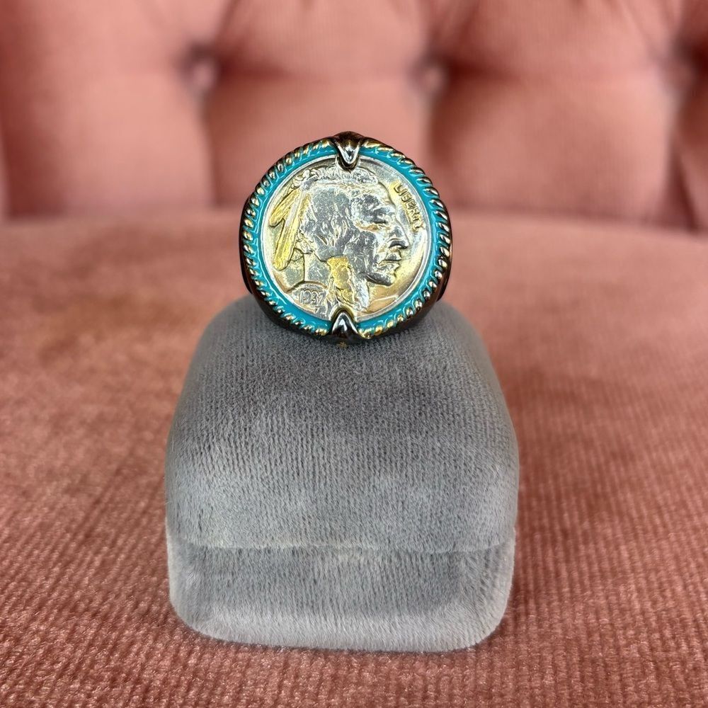 Bradford Exchange Indian Head Nickel Ring 925 Sterling Silver Size 9